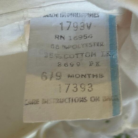 Vtg Infant 3piece Apron Shirt & Dress Set Pink/Wht Lace up 6-9 months - Picture 8 of 11